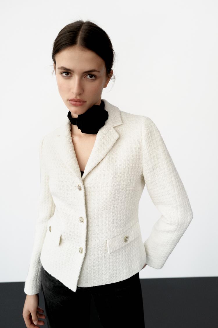 Zara jewel button blazer sales